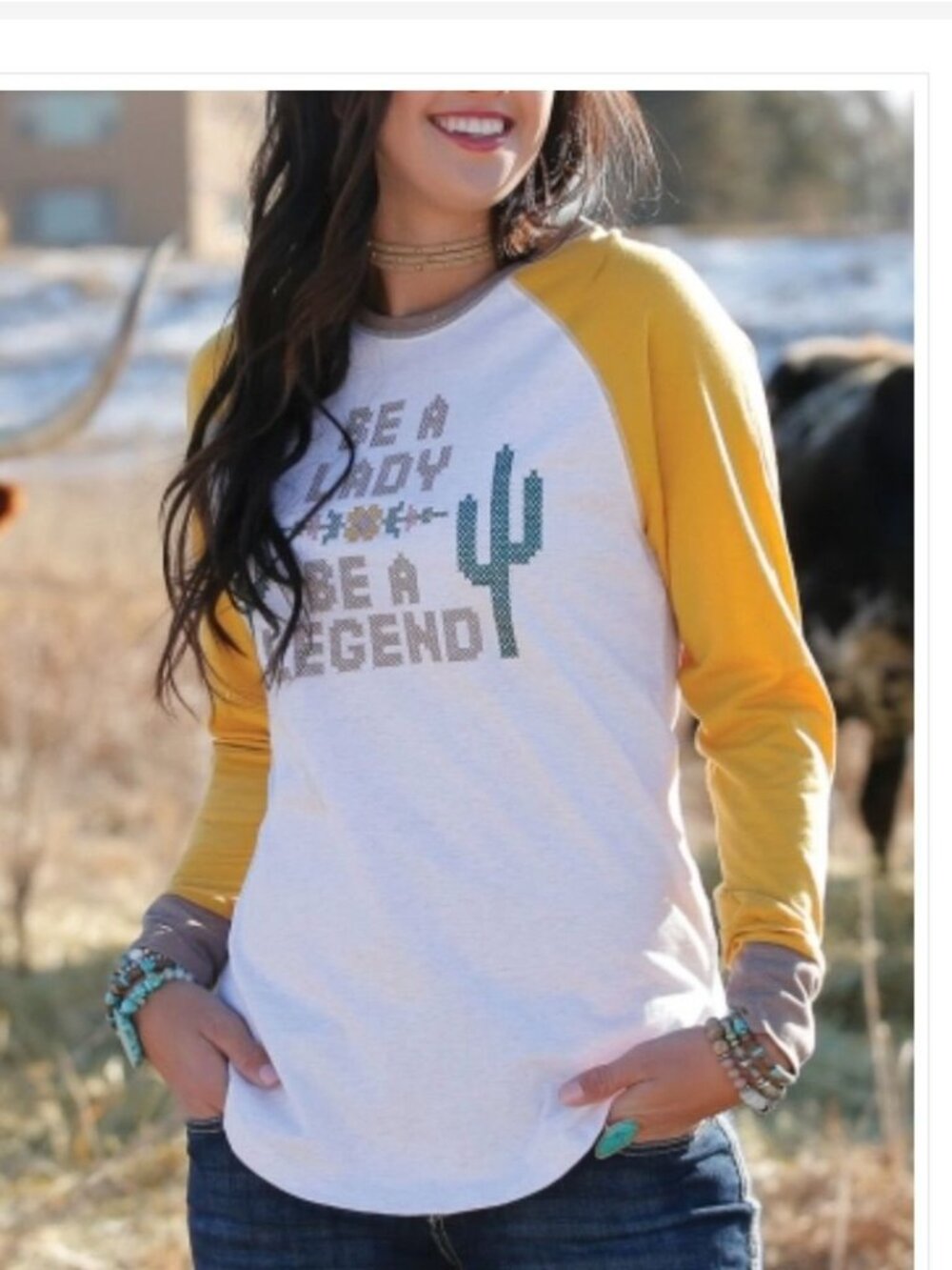 Cruel Denim Womens size Medium Be a Lady Be a Legend tee Shirt Yellow Cotton
